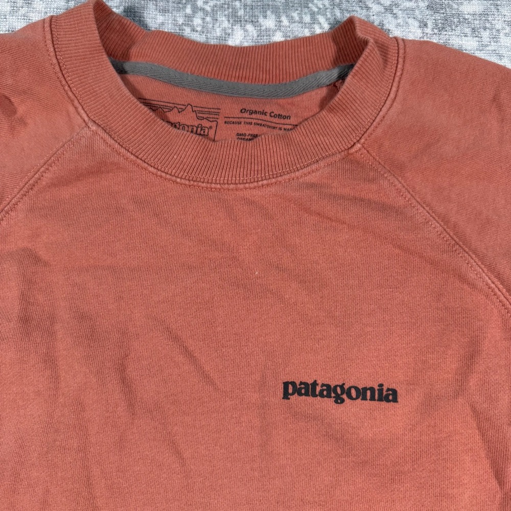 Patagonia P-6 Logo Sweatshirt Mens Medium Red Terracotta Organic Cotton Pullover - Picture 9 of 10